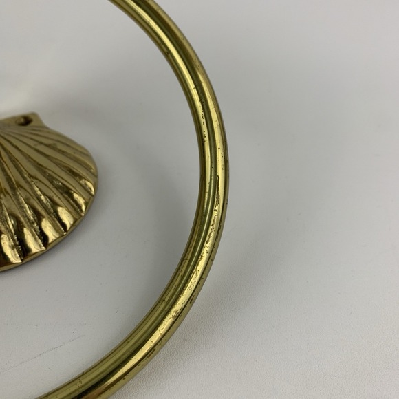 Brass Shell Clam Towel Ring Holder Wall Mount Bathroom Hanger Mod - Picture 8 of 16